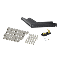Patch Panel Z-MAX de 24 puertos, Blindado, Precargado con Jacks Categoria 6A, Angulado, 1UR