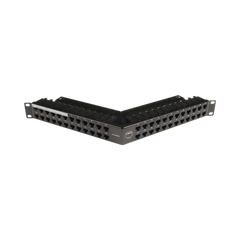 Patch Panel Z-MAX de 48 puertos, Blindado, Precargado con Jacks Categoría 6A, Angulado, 1UR