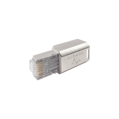 Plug RJ45 Cat6A Blindado, Terminación en Campo, Compatible con Todas las Categorías, Con Clip Protector de Seguro