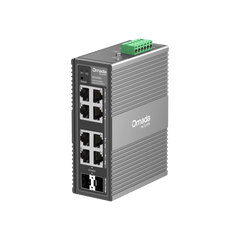 Switch Industrial Omada Easy Managed / 8 Puertos Gigabit (6× RJ45 + 2× RJ45/SFP Combo) / 16 Gbps Switching / -40°C a 75°C / Protección Rayos 6kV / Gestión Cloud / Montaje DIN Rail o Pared / IP40