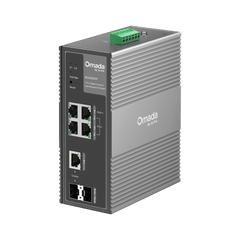 Switch Industrial Easy Managed / 6 Puertos Gigabit (4 PoE) / 120W PoE Budget / IP40 / -40°C a 75°C / 6kV Protección Rayos / Cloud Management Omada / DIN-Rail
