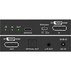 Extensor de Video DP y HDMI | Convertidor Combo DisplayPort / HDMI | Extracción de Audio | Hasta 8K30 | 4K120 | HDCP 2.3 | Múltiples Formatos de Audio | HDR10