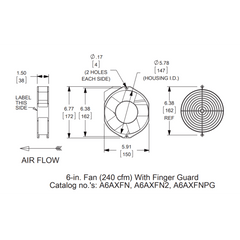Ventilador Axial Compacto 6 Pulgadas / 115VAC / 240 CFM / Silencioso / Acero Negro / 50,000 Horas Operación