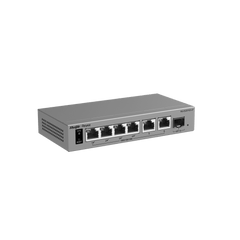 Switch Layer 2 Smart Cloud Managed / 7 Puertos Gigabit / 4 Puertos PoE+ 54 W / 1 Puerto SFP Uplink / 14 Gbps Switching Capacity / Diseño Sin Ventilador / Protección 6 kV / Ruijie Cloud / CCTV Mode