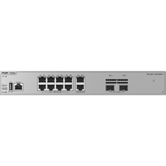 Switch Capa 3 / 10 Puertos Gigabit PoE+ / 2 Puertos SFP 2.5GE / Capacidad de Conmutación 30 Gbps / PoE Budget 125 W / Diseño sin Ventilador / Protección contra Sobretensiones 10 kV / VSU / OSPF / RIP / Línea Cybrey
