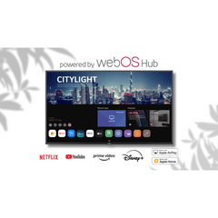 SmartTV para Exteriores Neptune™ 55" 4K UHD / 500 nits Sol Parcial / webOS / IP54 ideal para areas con techado parcial / VESA 300x200 / Incluye Soporte de Pared Inclinado