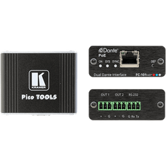 Decodificador Dante | 2 Canales | Salidas Mono Balanceadas | Alimentación PoE | Control de Volumen | Conversión 32 bits | Frecuencia de Muestreo 96 kHz | Kramer Protocol 3000