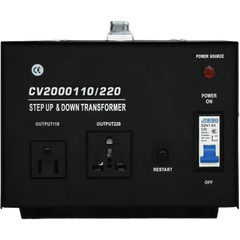Transformador con doble función bidireccional : eleva o reduce el voltaje entre 110 Vca y 220 Vca