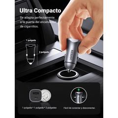 Cargador de Auto 24W | Puerto USB-A y USB-C | Carga Rápida | Compatible con Vehículos de 12 y 24 VCD | PD3.0 + QC3.0 | Indicador Led | Diseño Compacto | Chip Inteligente | Caja de Aluminio