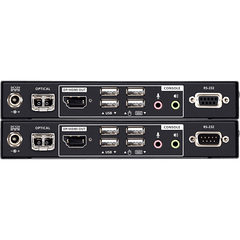Extensor KVM Óptico USB True 4K | DisplayPort-HDMI | 300 m (984.3 ft) | Resolución 4K @ 60 Hz 4:4:4 | HDR10 | RS-232 | USB 2.0 | Audio Estéreo y Embebido | SFP+ 10 Gbps