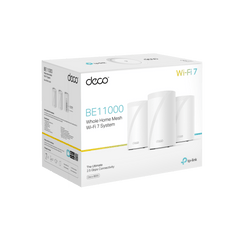 KIT 3 Routers Inalámbrico MESH Interior para Hogar / Triple Banda Wi-Fi 7 BE9300 Mbps / 2 Puerto 2.5 Gigabit WAN/LAN / 4 Antenas Internas / Operación Multi-Link MLO / Administración Mediante la App Deco (iOS, Android) / HomeShield