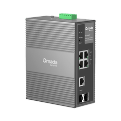 Switch Industrial Easy Managed / 6 Puertos Gigabit (4 PoE) / 120W PoE Budget / IP40 / -40°C a 75°C / 6kV Protección Rayos / Cloud Management Omada / DIN-Rail
