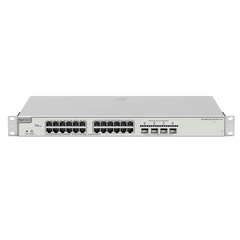 Switch Administrable PoE Capa 2+ Plus, con 24 puertos Gigabit PoE 802.3af/at + 4 SFP+ para fibra 10Gb, gestión gratuita desde la nube, 370w