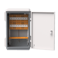 Gabinete de Acero Ventilado para Exterior 680 x 480 x 315 mm con Rieles DIN y 4 Placas Laterales para Montaje de Equipos por Fuera
