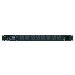 PDU Monitoreable (MI) para Distribución de Energía, Enchufe de Entrada NEMA 5-15P, Con 8 Salidas 5-20R, Horizontal 19in, 120 Vca, 20 Amp, 1UR