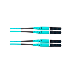 Jumper de Fibra Optica Multimodo 50/125 OM4, LC-LC Duplex, OFNR (Riser), Color Aqua, 30 Metros (98.43 Pies)