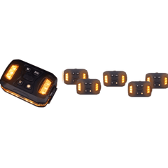 Luz Auxiliar Recargable, 26 LEDs, Rojo/Azul/Blanco, Incluye Clip y Base Magnética