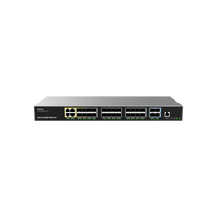 Switch de Agregación Capa 3 / 4 Puertos Gigabit Ethernet / 24 Puertos Gigabit SFP / 4 Puertos 10Gigabit SFP+ / QoS Integrada / Soporte IPv6 e IPv4 / Seguridad Avanzada / Stacking /