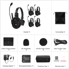 Kit de 5 Intercomunicador Inalámbrico TXtalk Pro / Antenas Externas / Rango 500m / Hasta 13 Unidades Conectadas / Auricular Monoaural / Batería 1050mAh / ABS Ligero y Cuero Suave