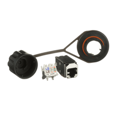 Conector Jack RJ45 de Uso Industrial Estilo TG, Blindado Categoría 6, Con Tapa Protectora, Protección IP67