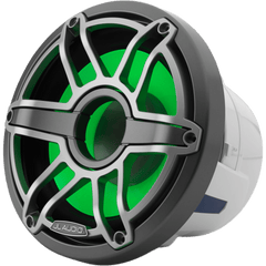 Subwoofer Náutico 8" / 200 W RMS / 4 Ω / Iluminación LED Transflective™ / Rejilla Deportiva de Titanio / Deflector Infinito o Caja Cerrada / Marino