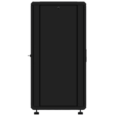 Gabinete Rackeable 19 Pulgadas / 24 Unidades / Piso / Puerta de Cristal / Acero Calibres 16-18-20 / Capacidad 750 Kg / Dimensiones 600x605x1190 mm (23.6x23.8x46.9 in) / Ventilación 120 mm / Cerradura