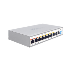 Switch PoE / Administración en la nube / Con 8 puertos 10/100 Mbsp PoE af/at / 2 Puertos Uplink 10/100/1000 Mbps / Presupuesto 100 W / PoE hasta 250 metros / Soporta protocolo ONVIF