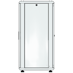 Gabinete Rack 24 Unidades / 19 Pulgadas / Puerta de Cristal / Piso / Acero Calibres 16-18-20 / 750 Kg Carga / 600x605x1190 mm (23.6x23.8x46.9 in) / Vidrio con Cerradura
