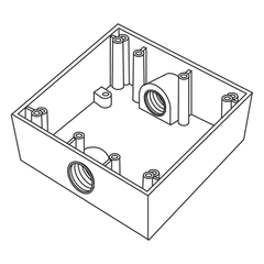 Caja Cuadra de 3/4" a Prueba de Intemperie/ Cuenta con 2 salidas.