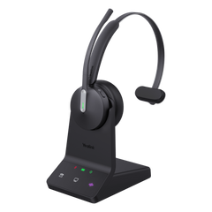Auriculares mono Yealink WH64 edición UC/ Base DECT y auriculares con Bluetooth integrado/ Cancelación de ruido con 3 micrófonos/ Hasta 32 horas de conversación