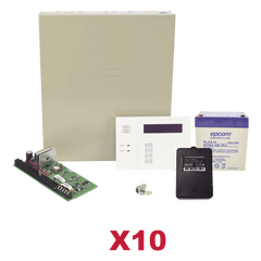 Kit de 10 paneles de alarma híbridos con teclado 6160RF, transformador y batería, ampliables a 48 zonas