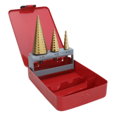 Juego de 3 Brocas Escalonadas HSS 4-12, 4-20, 4-32 mm (Para Plástico o Metal).