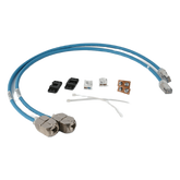 2 Cables In-Line Para Conexión en Campo de Jack a Plug RJ45 Cat6A / Blindado S/FTP / Patch Cord Azul 0.5 m / Ideal para Access Point, Cámaras IP y Gabinetes con Espacios Reducidos / CM/LSOH-1 / 28 AWG / Compatible con PoE / 2 Piezas