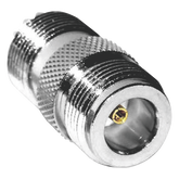 Adaptador en Línea de Conector N Hembra a UHF Hembra (SO-239), Plata/ Oro/ Teflón.