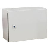 Gabinete de Acero IP66 Uso en Intemperie (400 x 300 x 300 mm) con Placa Trasera Interior Metálica y Compuerta Inferior Atornillable (Incluye Chapa y Llave T). Ideal para Centros de Carga y Tableros de Control.