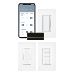 Kit de inicio RA2 Select con repetidor principal, 2 atenuadores de pared, control Pico con adaptador de pared y 3 placas de pared, para control inteligente de iluminación