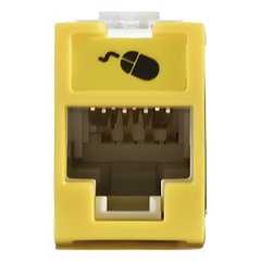 Jack Ultramax Cat6a, Utp, Montaje Híbrido en Placa de Pared (Plano y Angulado), Color Amarillo, Punch Down