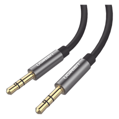 Cable Auxiliar 2 Metros / Conector 3.5mm a 3.5mm / Macho a Macho / Cubierta de TPE / Carcasa de Aluminio / Color Negro