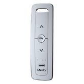 Control remoto 5 canales para motores de persiana Somfy con señal inalámbrica, instrucciones: sube, baja y detener, con posición favorita programada.