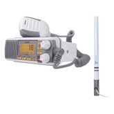 Kit de radio UM385 | mas antena marina de fibra de vidrio TX-5101-SYS fabricada en fibra de vidrio con base roscable de acero inoxidable