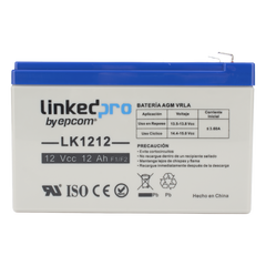 Batería de respaldo 12 V | 12 Ah | AGM | Especial para Seguridad Electrónica | UPS | Sistemas de Emergencia | Vida útil 5 años | Terminales F1 + Adaptador F2