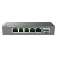 Switch de Red Multi-Gigabit No Administrable / 5 Puertos de2.5 Gbps (4 PoE) / Puerto SFP+ Fibra 1 o 10 Gbps / Montaje en Escritorio o Pared / Plug-and-Play / Tecnología Verde