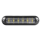 Luz Auxiliar Ultra Brillante IP67 de 6 LEDs, Color Ambar/Claro, con mica transparente y bisel negro