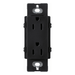 Tomacorriente dúplex de 15 A y 125 V, color negro brillante, familia Claro, apertura estilo Designer para placas de pared Lutron sin tornillos (placa se vende por separado)