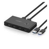 Conmutador USB para Compartir 4 Puertos USB 3.0 a 2 PC Ìs | Cambio Mediante Botón | Incluye Dos Cables USB de 1.5 m | ABS | Permite que 2 Usuarios Compartan 4 Dispositivos Periféricos USB3.0, como una impresora, un escáner, etc.