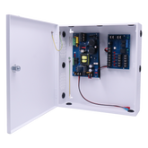 Fuente de Poder con Respaldo para Control de Acceso AL1012FC / 12VDC @ 10A / 8 Salidas Independientes / Conversión 115VAC a 12-24VDC / Batería de Respaldo 40Ah / Interfaz FACP / Supervisión AC y Batería / Montaje en Pared