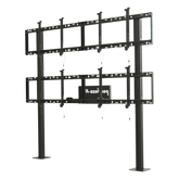 Soporte Modular para Video Wall Pedestal 2x2 / Ajuste Micro Sin Herramientas / 8 Puntos de Alineación / Capacidad 500 lb / VESA 200x200 a 600x400 mm / Estructura Aluminio / Gestión Cableado Integrada / Almacenamiento Multimedia