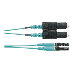 Jumper de Fibra Optica Multimodo 50/125 OM4, LC-SC Duplex, OFNR (Riser), Color Aqua, 3 Metros (9.84 Pies)