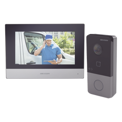 Kit de Videoportero IP Poe Estandar con llamada a App de Smartphone (HikConnect) / Apertura con tarjeta MIFARE / Frente de calle IP65 / Soporta 1 Departamento