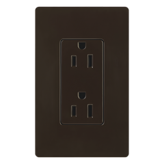 Tomacorriente dúplex de 15 A y 125 V color café, línea Claro para combinar con controles y placas Lutron de estilo Designer